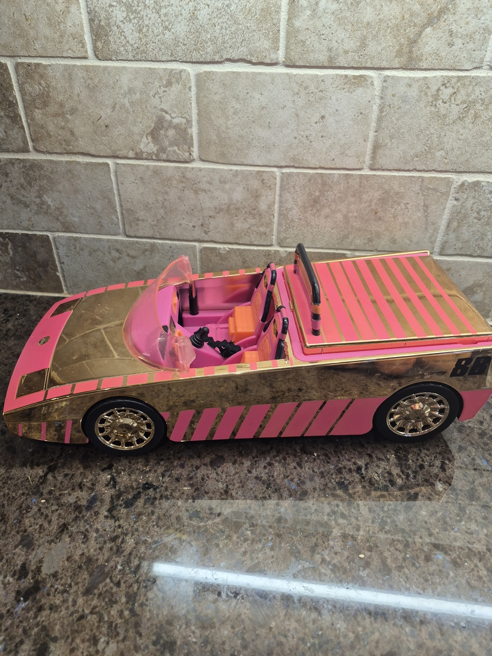LOL Surprise Doll Car OMG Doll Car Pool Coupe Convertible Toy Pink Gold